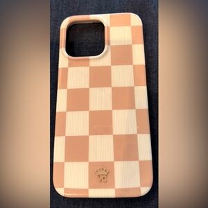 Velvet Caviar Peach & Cream Checkerboard iPhone Case